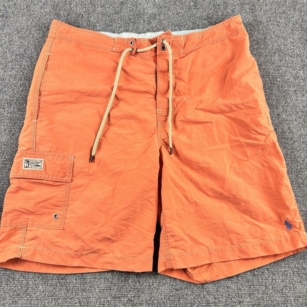 Polo Ralph Lauren Shorts Mens M US M Orange Swim Board Cargo Pony